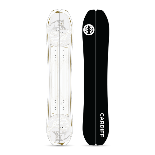 Lynx Boundary Splitboard 2026 with a black and white mountain graphic, ready for backcountry adventure.