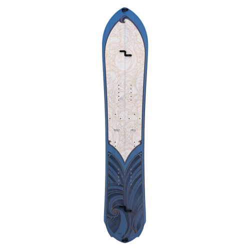 The Swell Enduro Splitboard is shown from a side profile, highlighting its split design and textured top sheet.