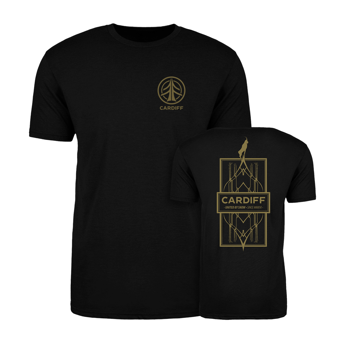 A white Goat Tee t-shirt with a playful graphic of a goat wearing sunglasses and a crown.