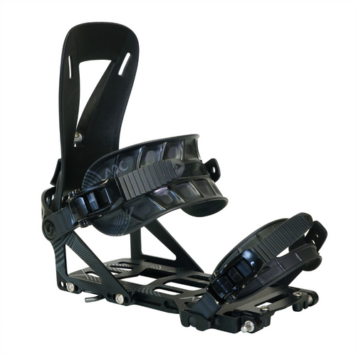Spark Arc ST snowboard bindings in black and red, showcasing their lightweight construction and responsive design.